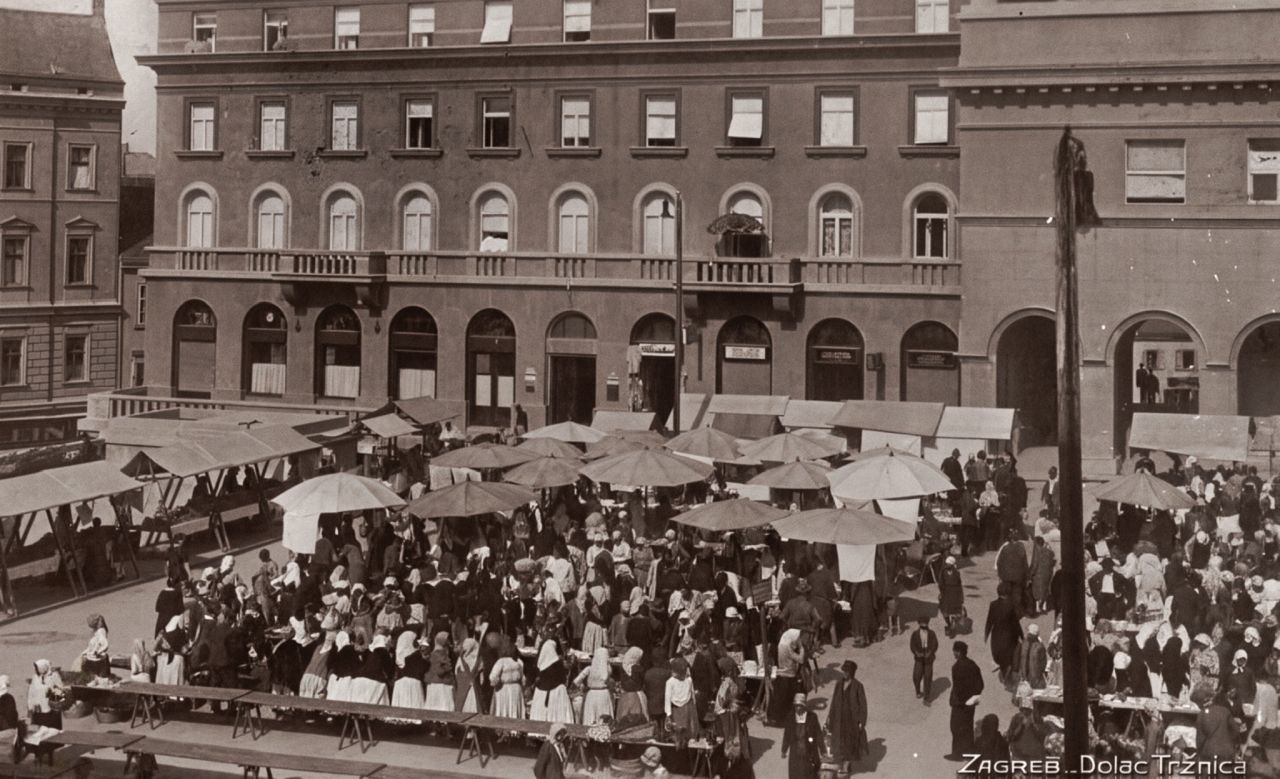 Dolac oko 1935. godine, panorama tržnice